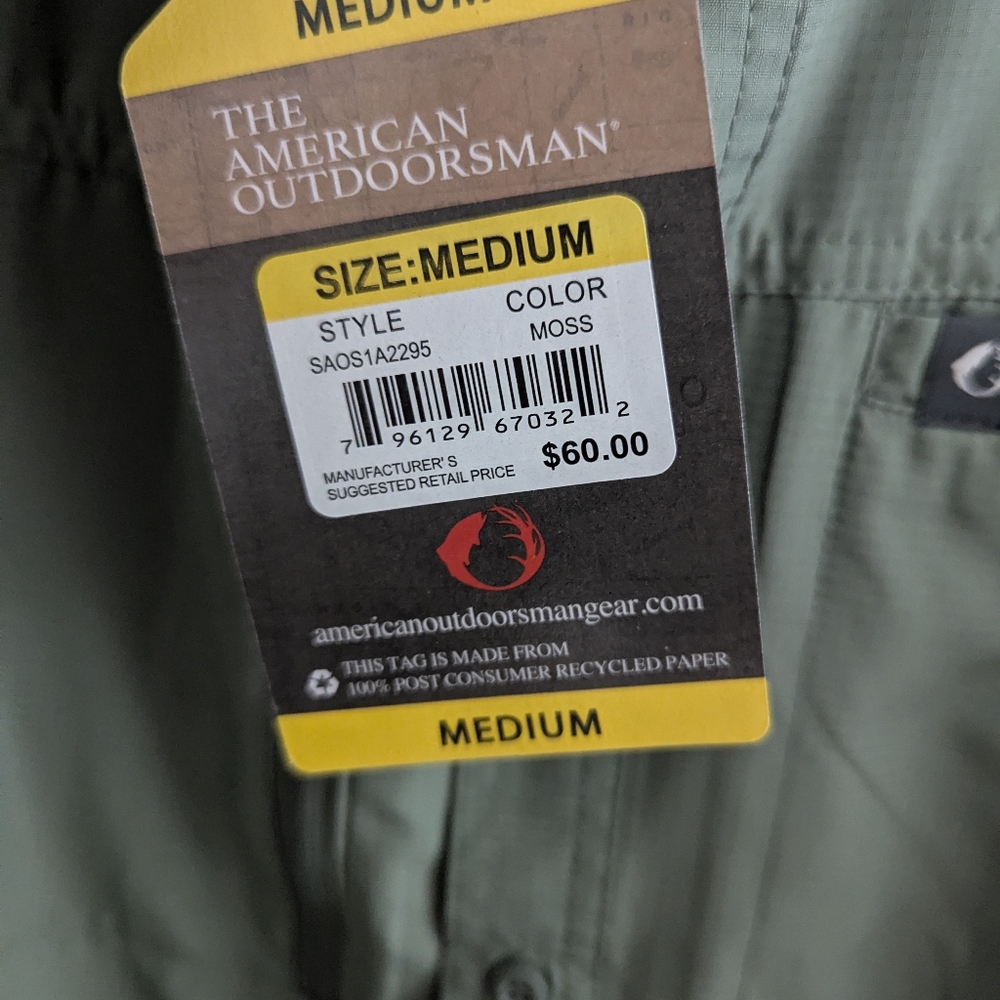 American Outdoorman Men’s Short Sleeve Fishing Shirt - UPF 40, Quick Dry, Medium - Picture 7 of 9